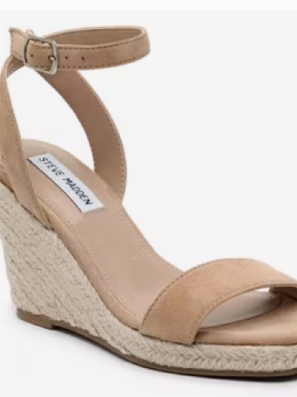 Steve Madden Nude Tan Espadrille Ankle-Strap Wedges